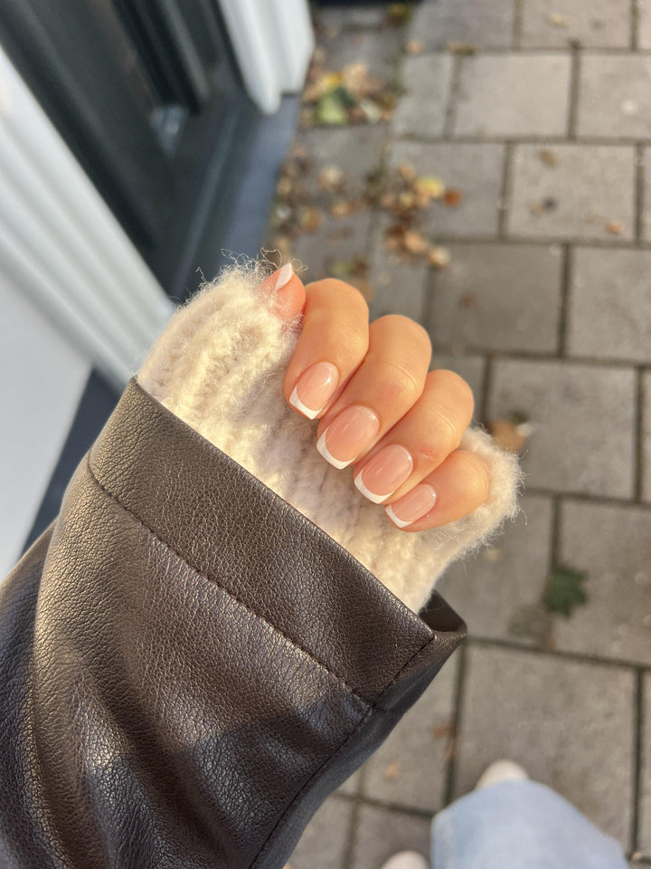 Classic French Vierkante French Manicure Press On Nagels