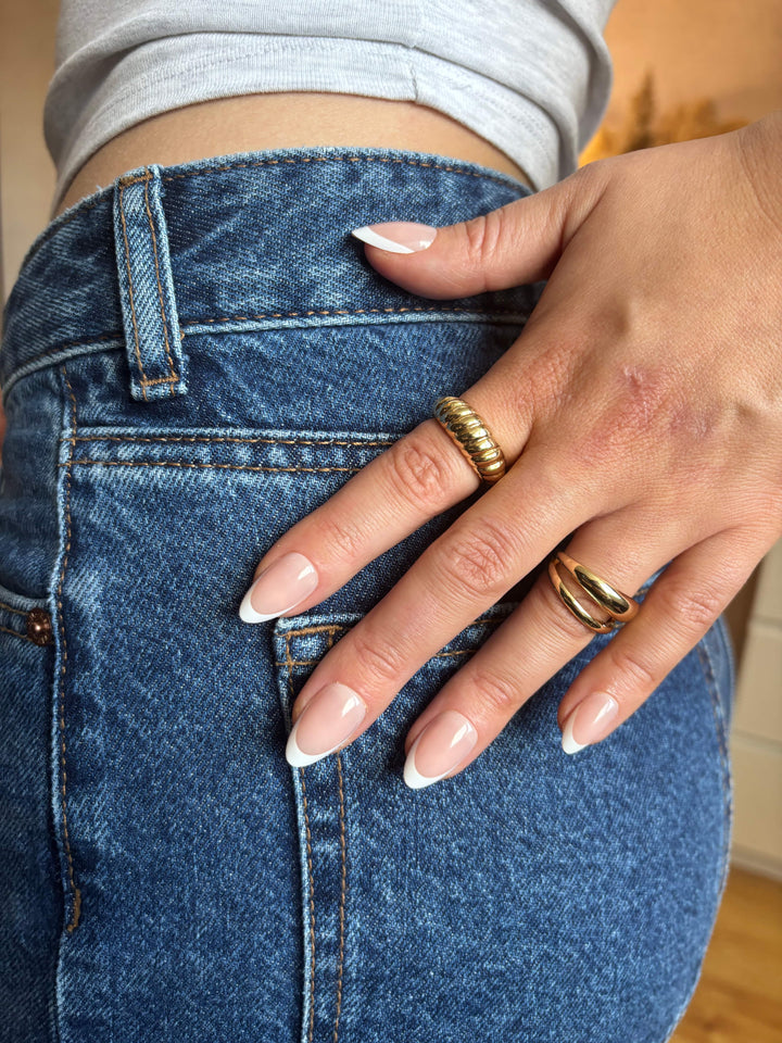 Press-on nagels french manicure medium amandel