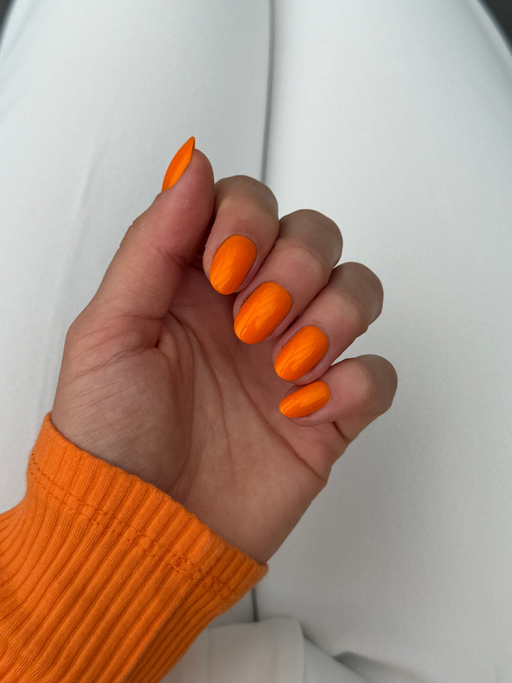 Orange Glow Oranje Korte Ronde Press On Nagels