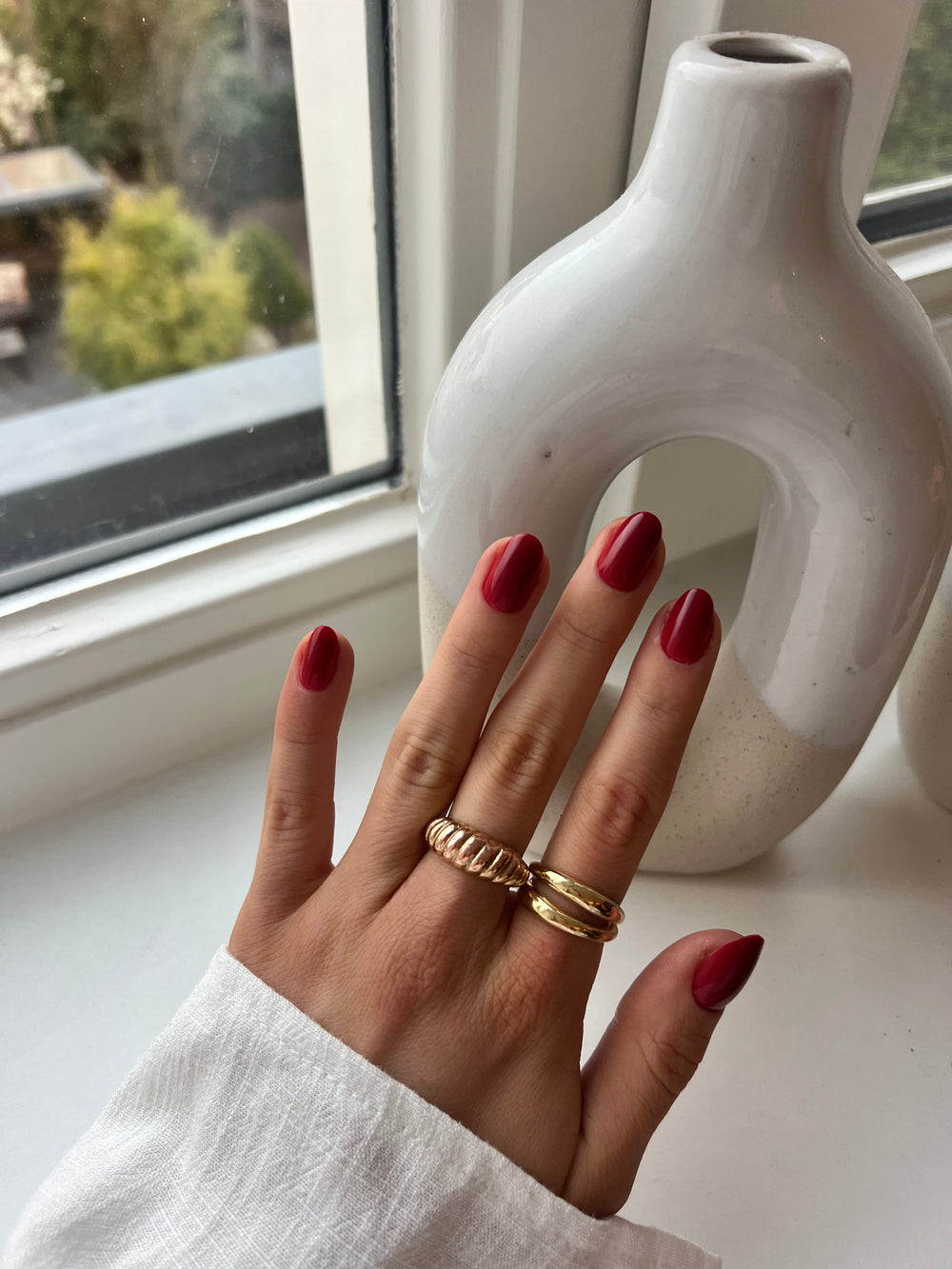 Gel press-on nagel bordeaux rood rond