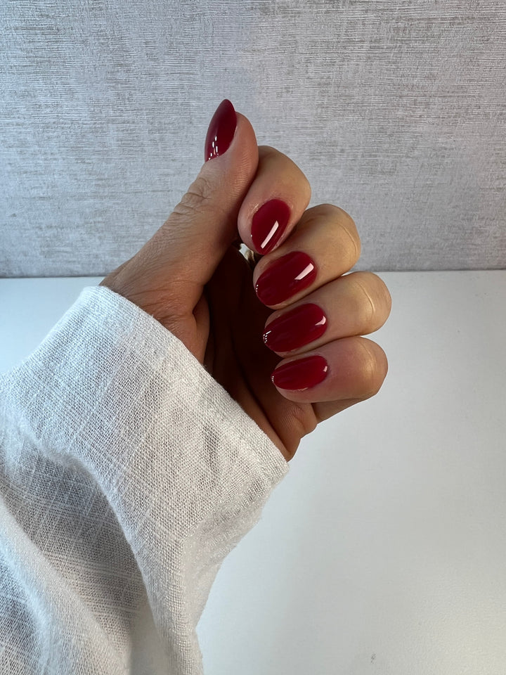 Gel press-on nagel bordeaux rood rond