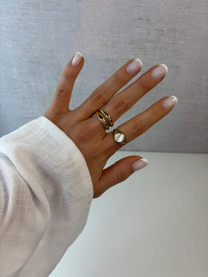Press-on nagels french manicure kort vierkant