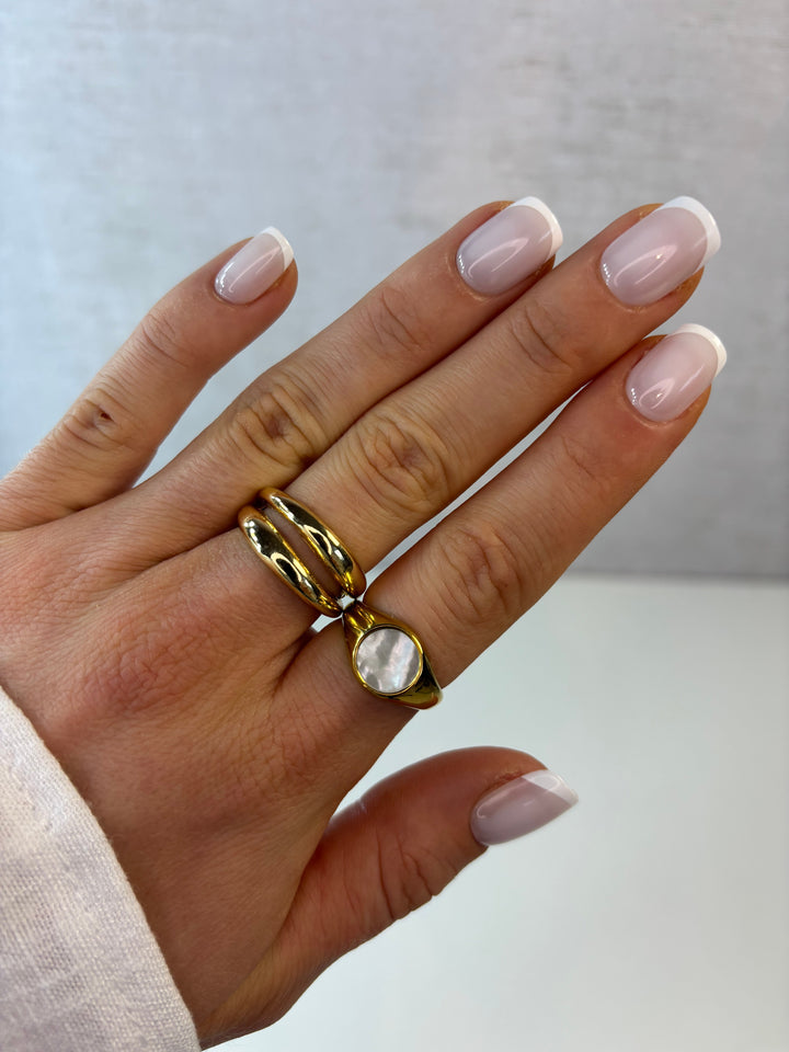 Press-on nagels french manicure kort vierkant